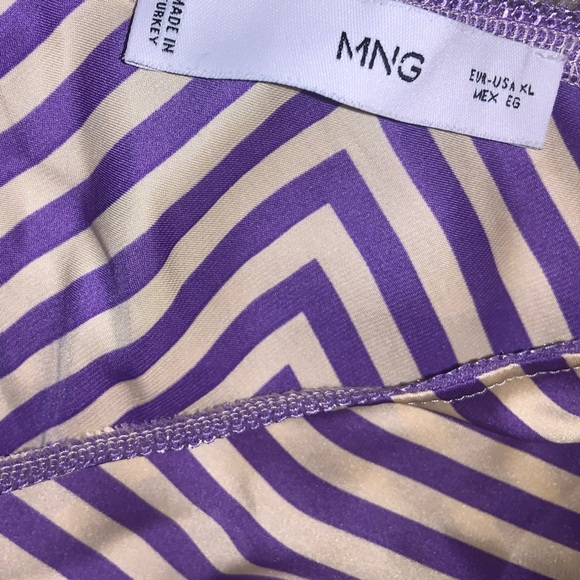 MNG Asymmetrical Striped Satin Finish MidLength Skirt - Picture 9 of 9